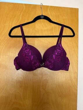 Purple Lace Push Up Bra, Ambrielle, Size 38B